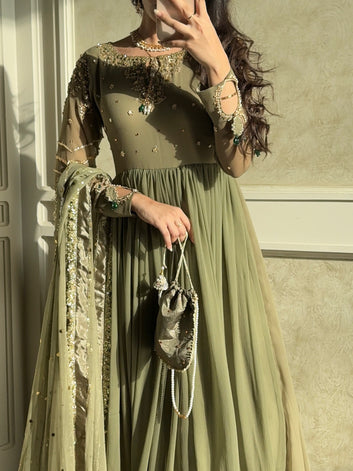 WA-ANKITA OLIVE GREEN   STITCH