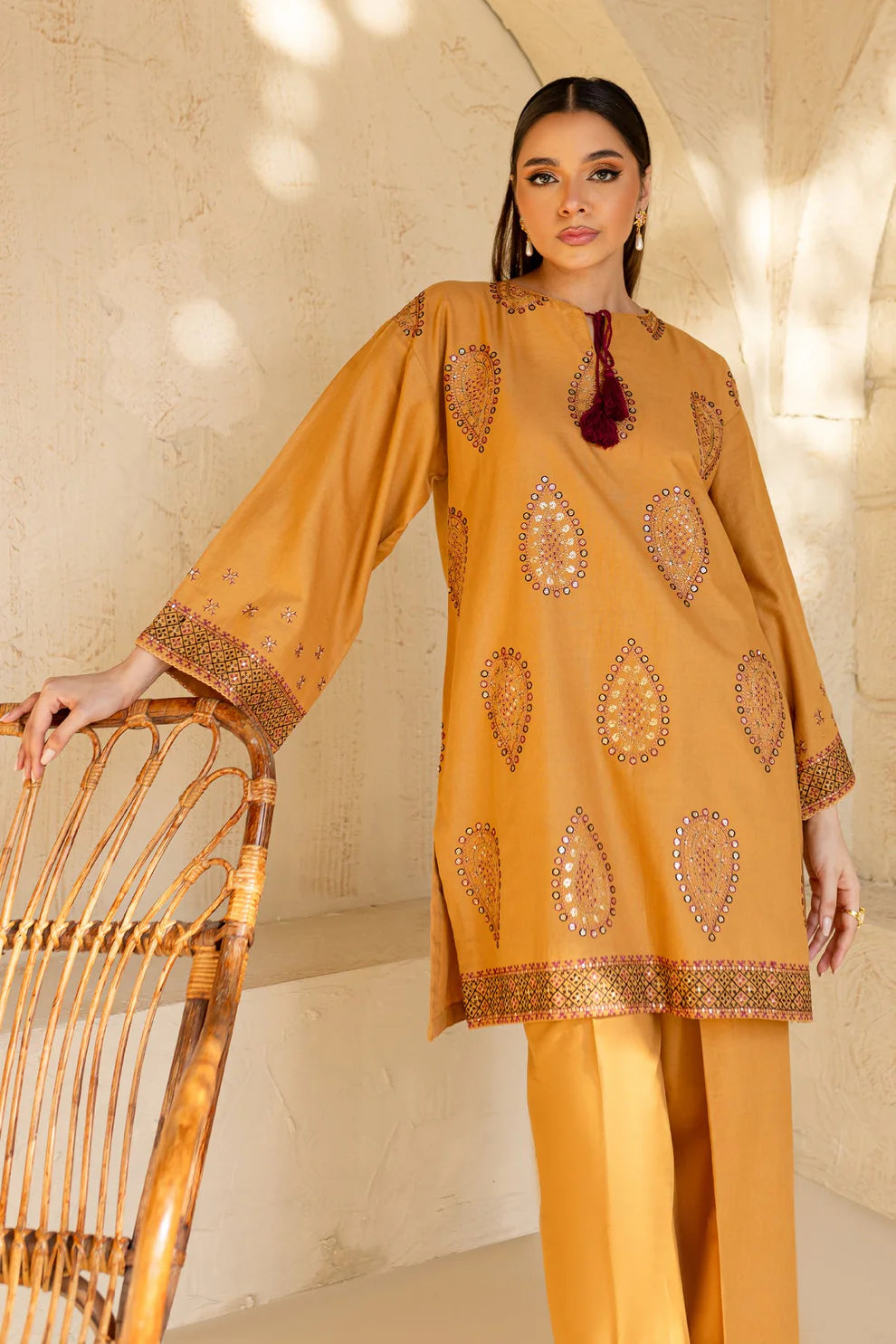 2PC EMBROIDERED DHANAK DRESS  WA-66 RP