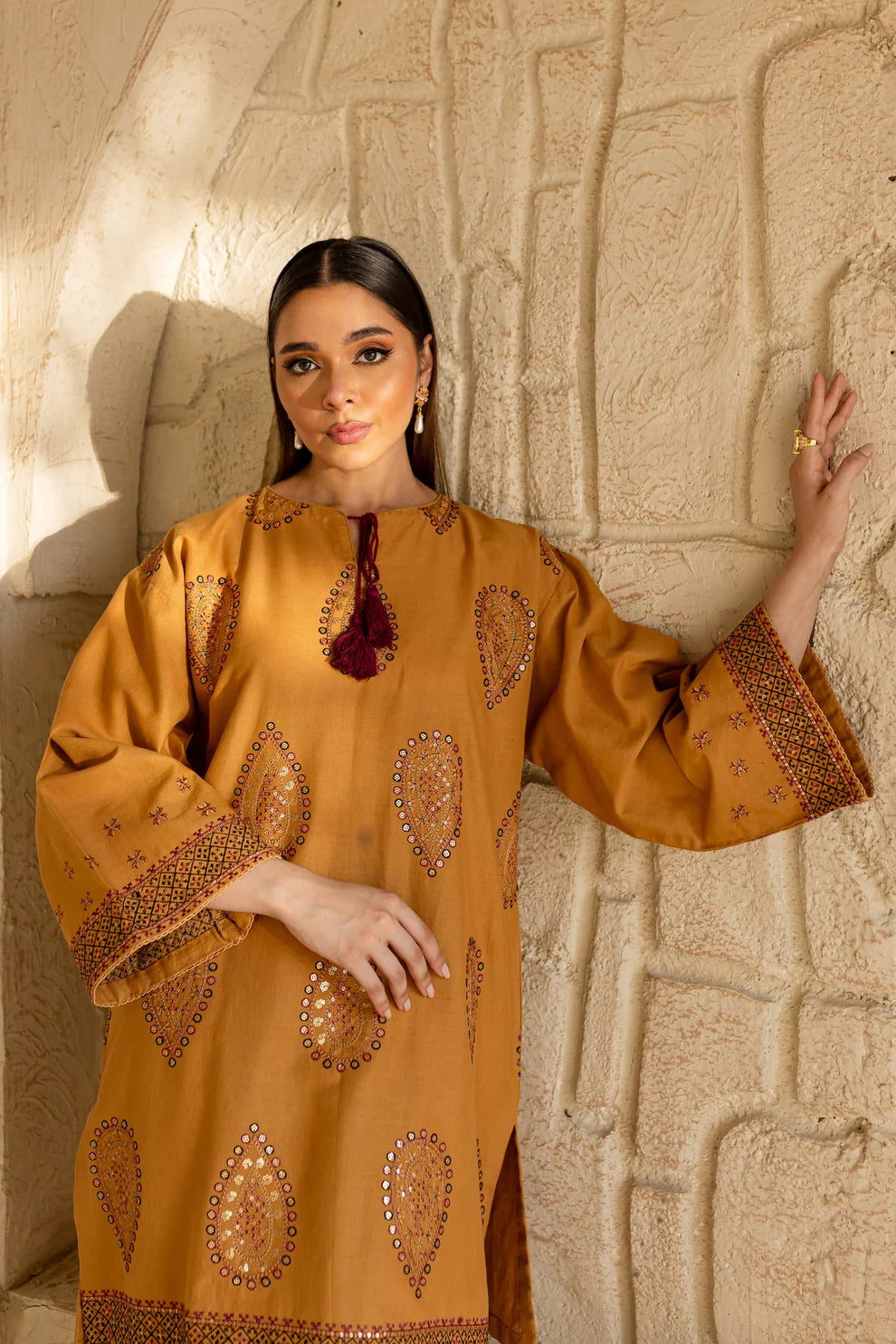 2PC EMBROIDERED DHANAK DRESS  WA-66 RP