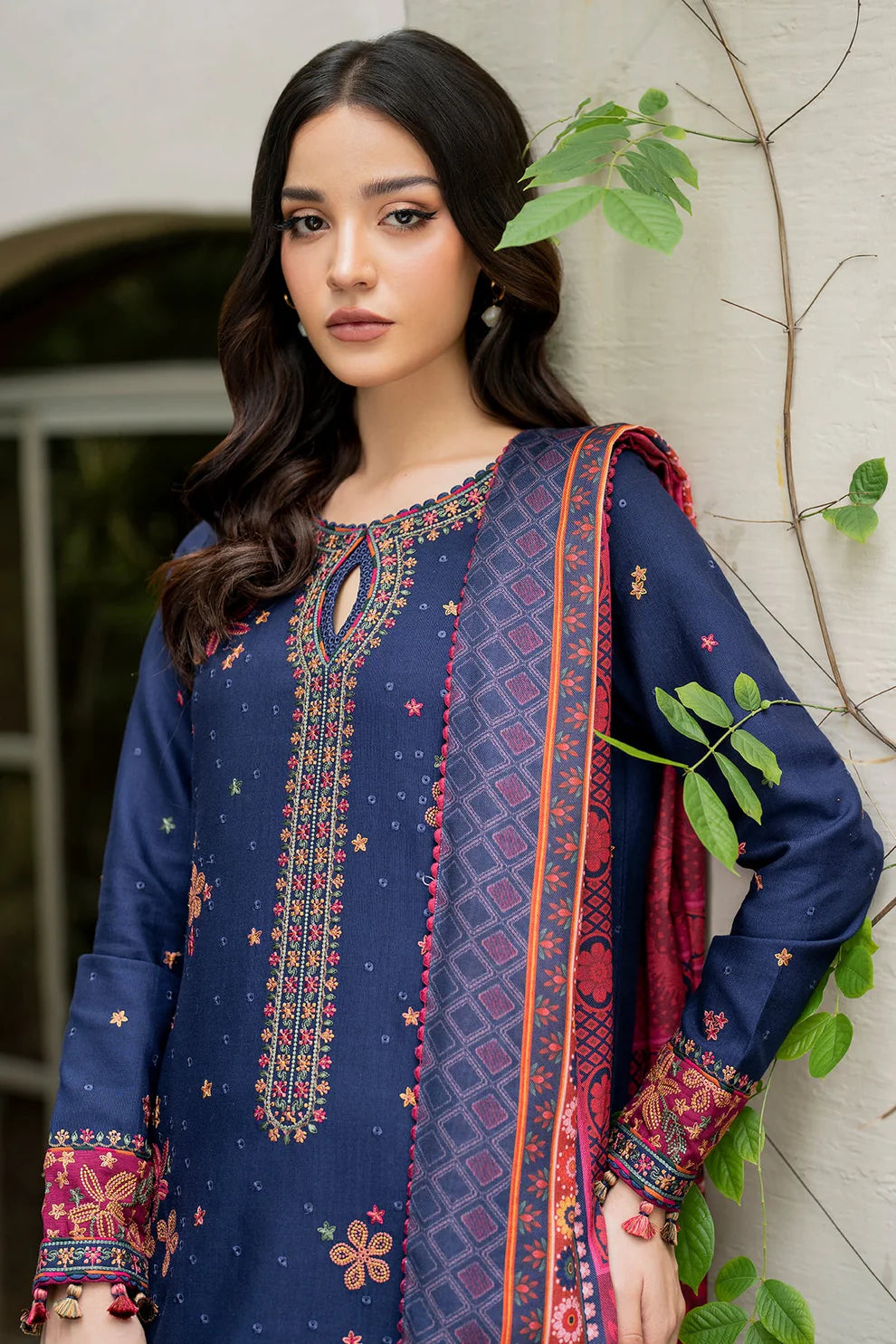 3PC EMBROIDERED DHANAK DRESS  WA-12 RP