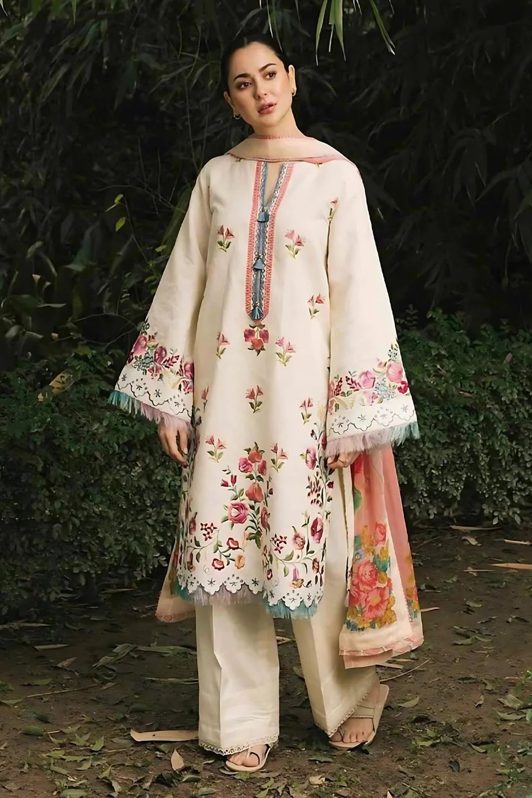 3PC EMBROIDERED DHANAK DRESS  WA-11 RP