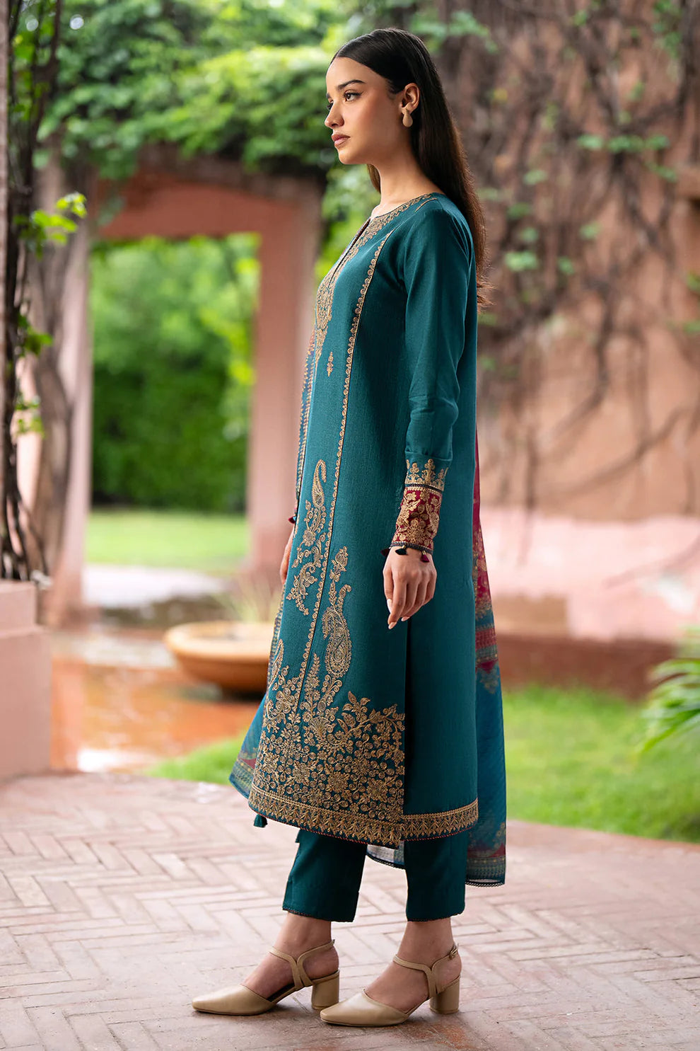 3PC EMBROIDERED DHANAK DRESS  WA-57 RP