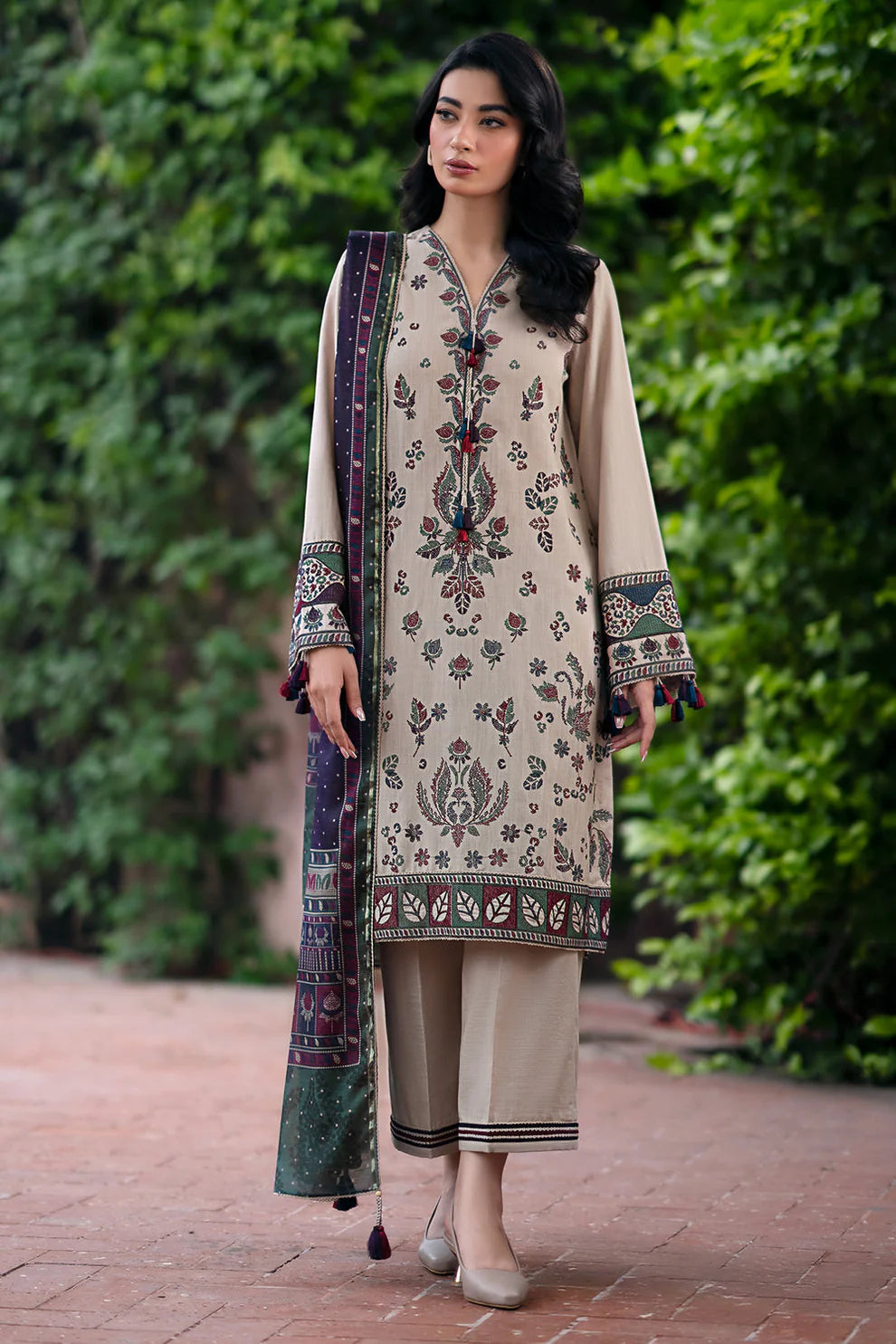 3PC EMBROIDERED DHANAK DRESS  WA-67 RP