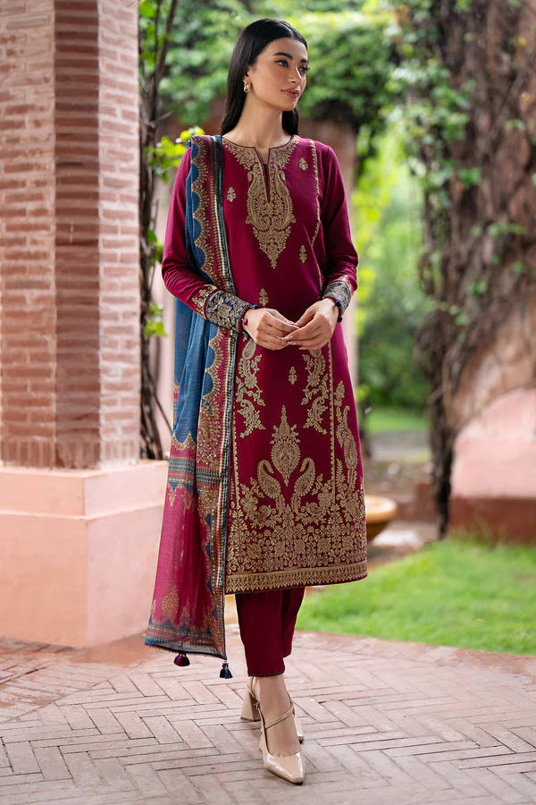 3PC EMBROIDERED DHANAK DRESS  WA-58 RP