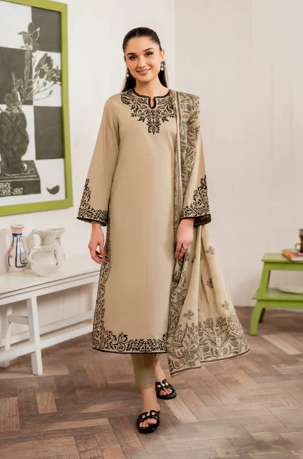 3PC EMBROIDERED DHANAK DRESS  WA-10 RP