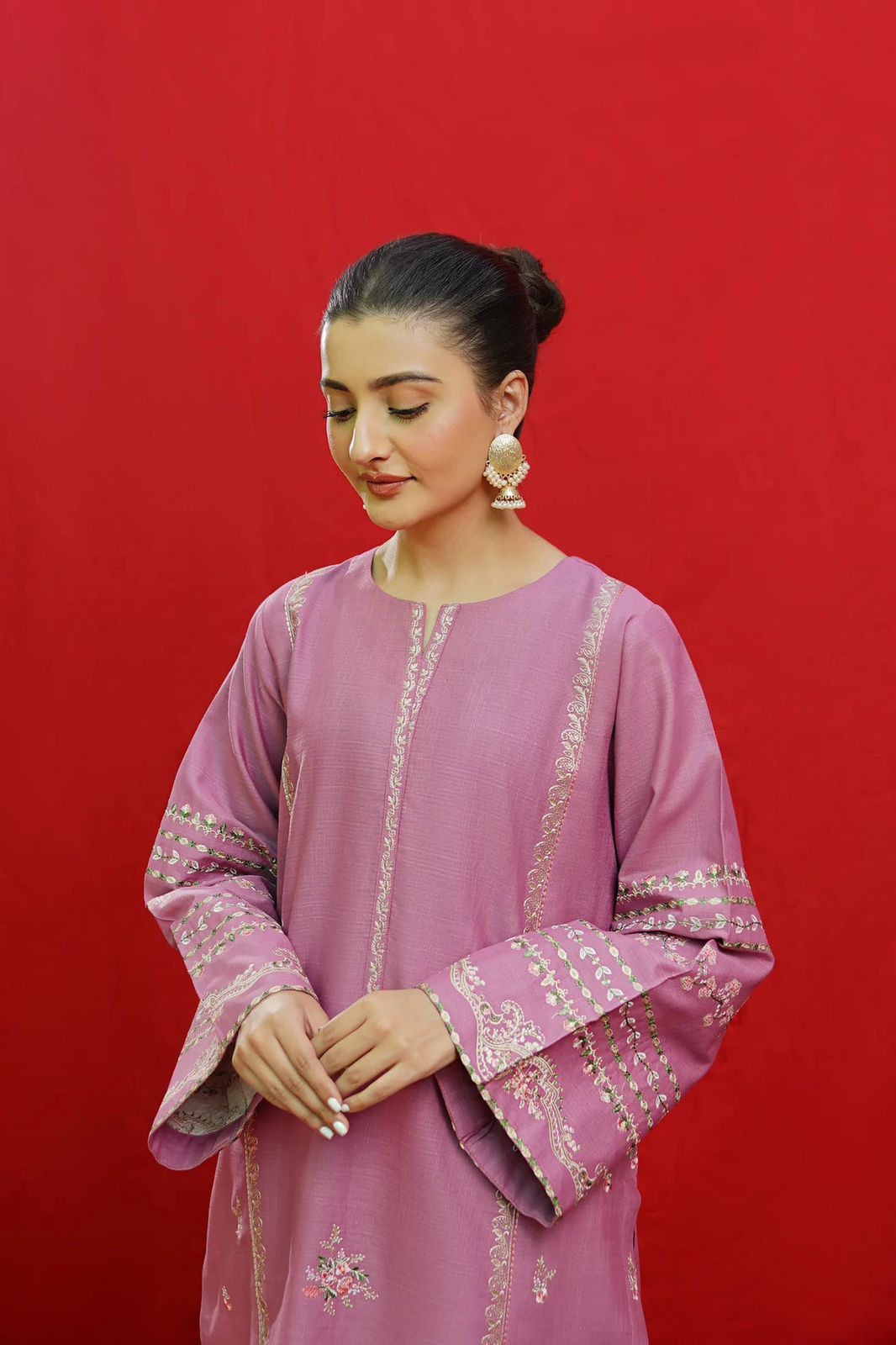 2PC EMBROIDERED DHANAK DRESS  WA-84 RP