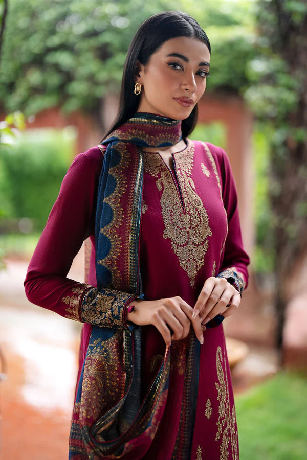 3PC EMBROIDERED DHANAK DRESS  WA-58 RP