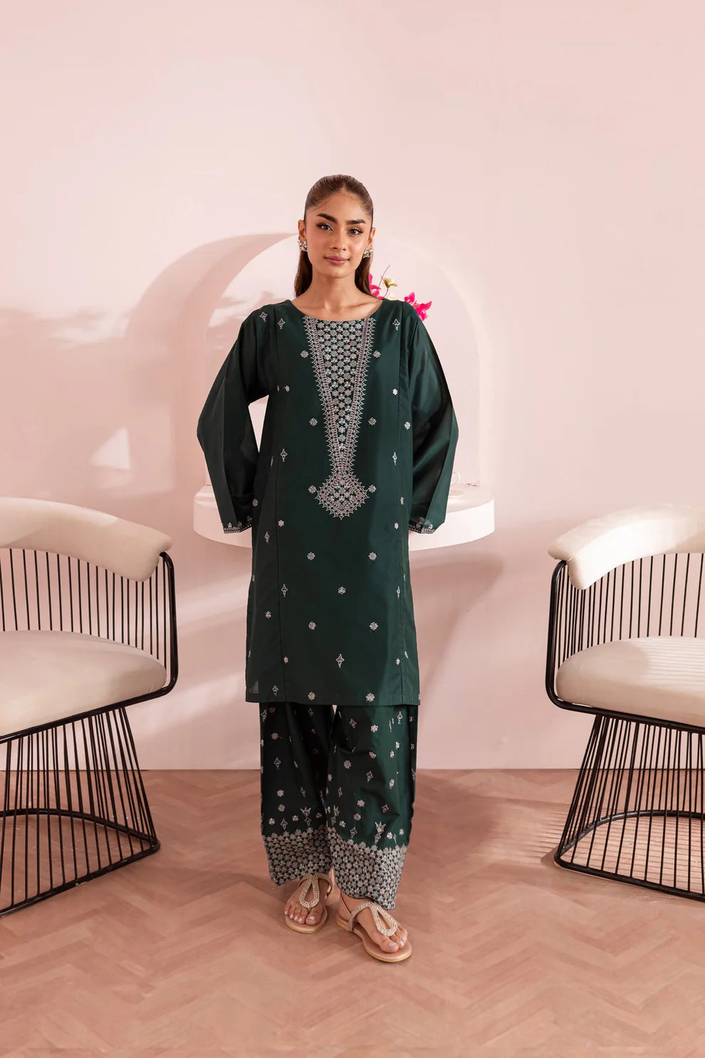 2PC EMBROIDERED DHANAK DRESS  WA-20 RP