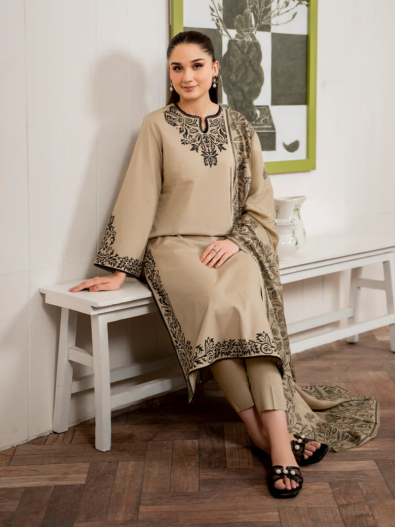 3PC EMBROIDERED DHANAK DRESS  WA-10 RP