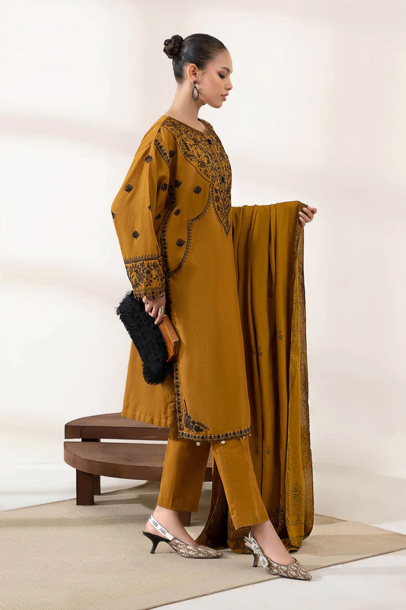 3PC EMBROIDERED DHANAK DRESS  WA-21 RP