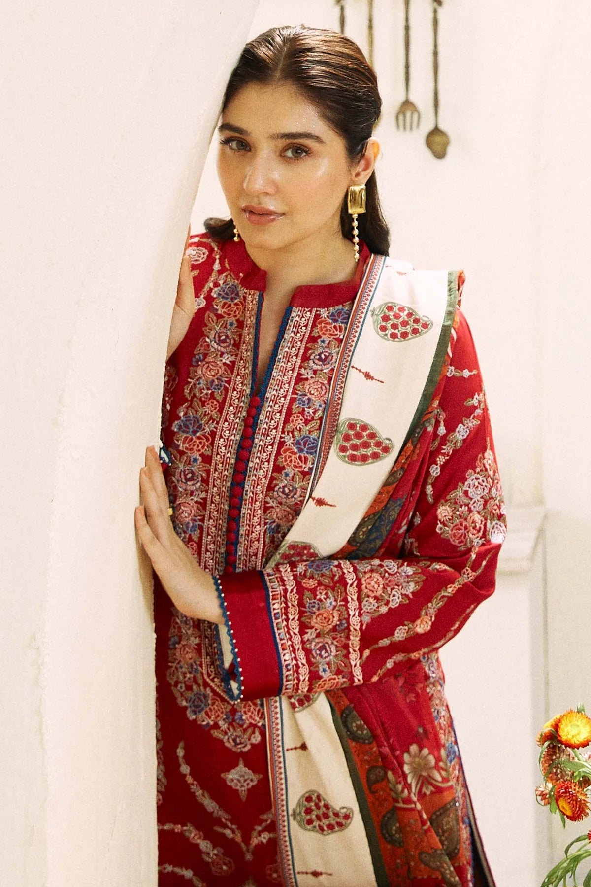 3PC EMBROIDERED DHANAK DRESS  WA-06 RP