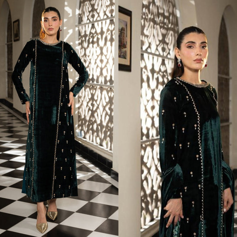 MIRIM VELVET DRESS - HEMEL SILK