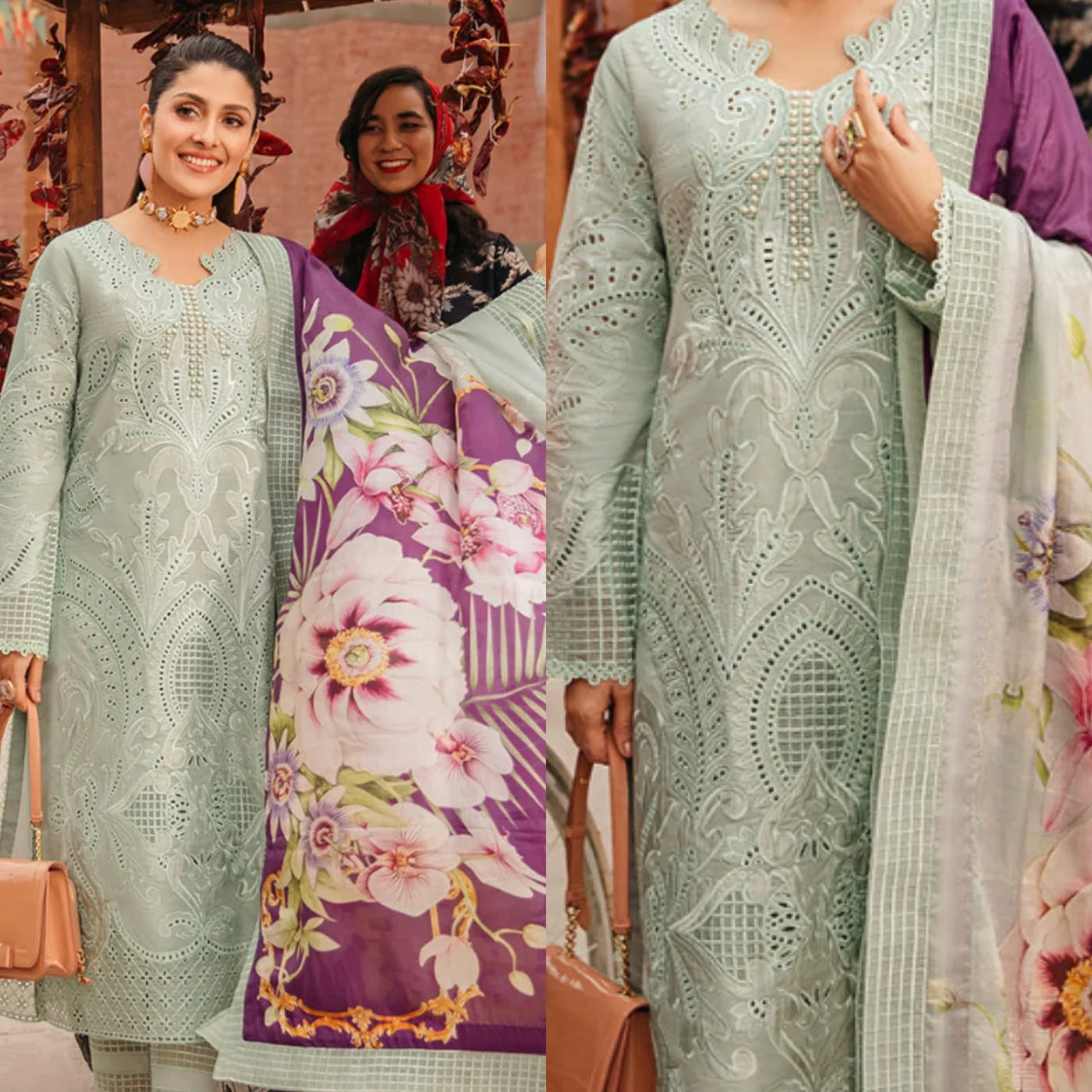 3PC EMBROIDERED DHANAK DRESS  WA-02 RP