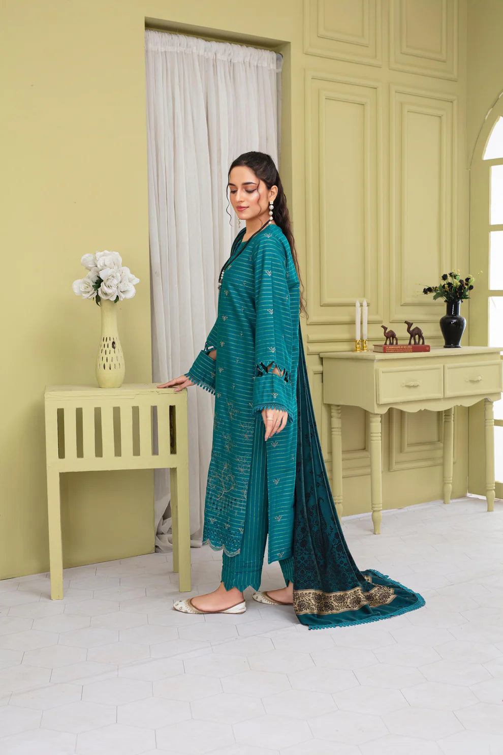 3PC EMBROIDERED KHADDAR DRESS  WA-81 RP