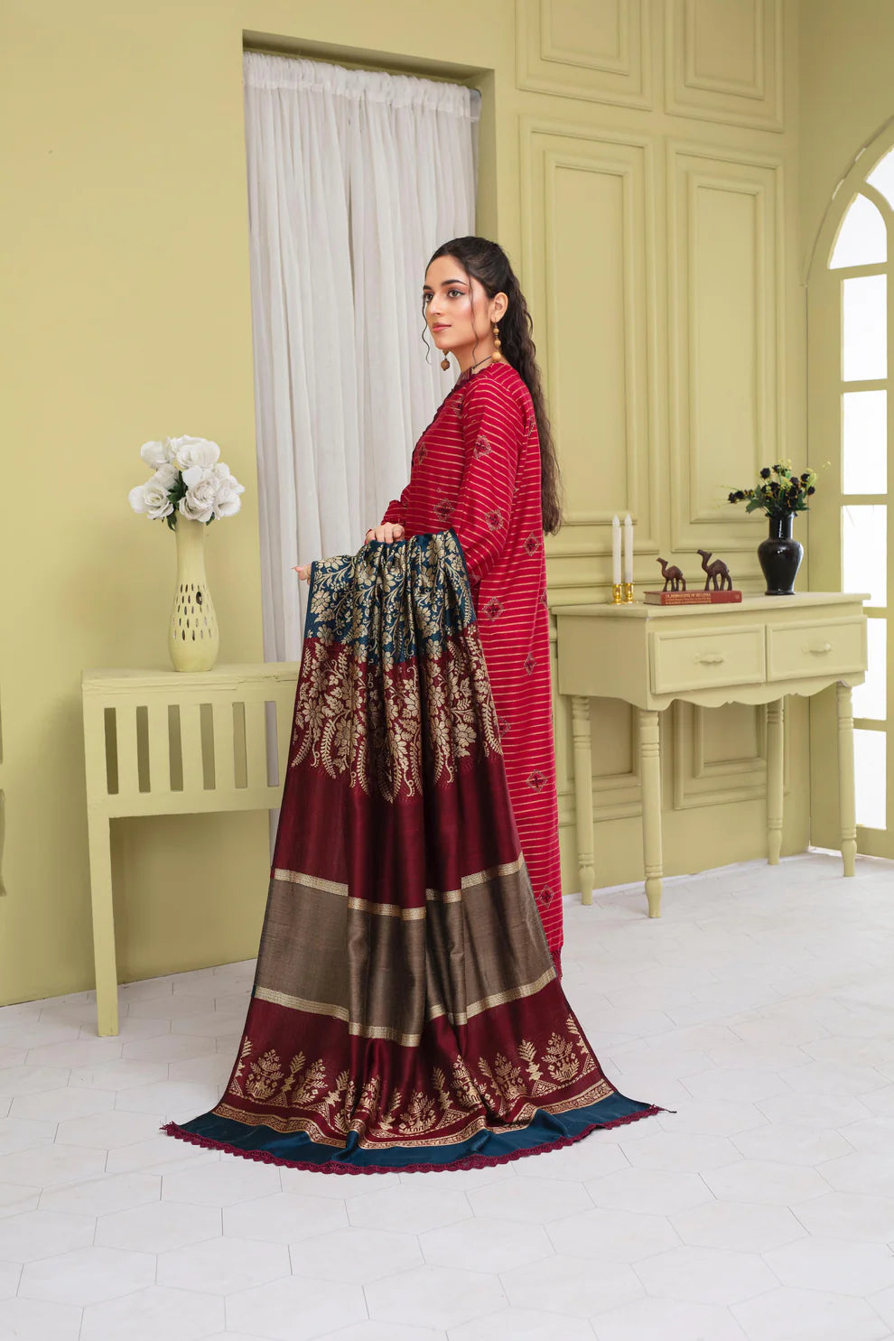 3PC EMBROIDERED KHADDAR DRESS  WA-80 RP