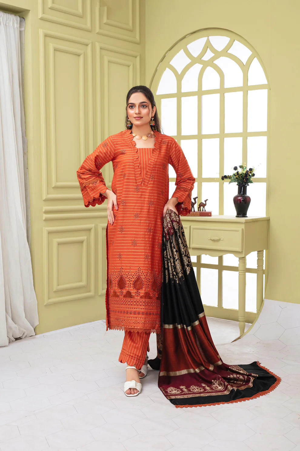 3PC EMBROIDERED KHADDAR DRESS  WA-79 RP