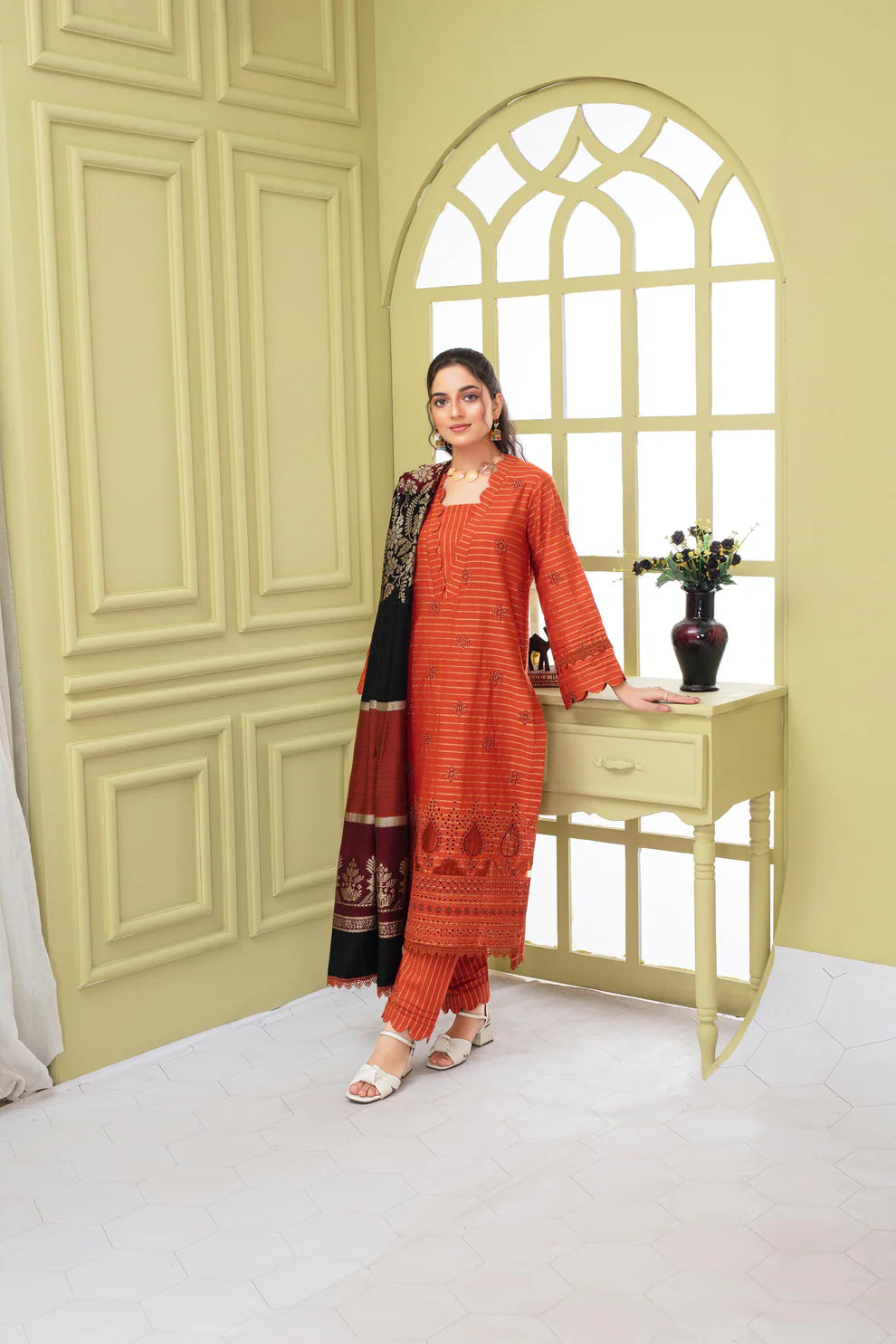 3PC EMBROIDERED KHADDAR DRESS  WA-79 RP