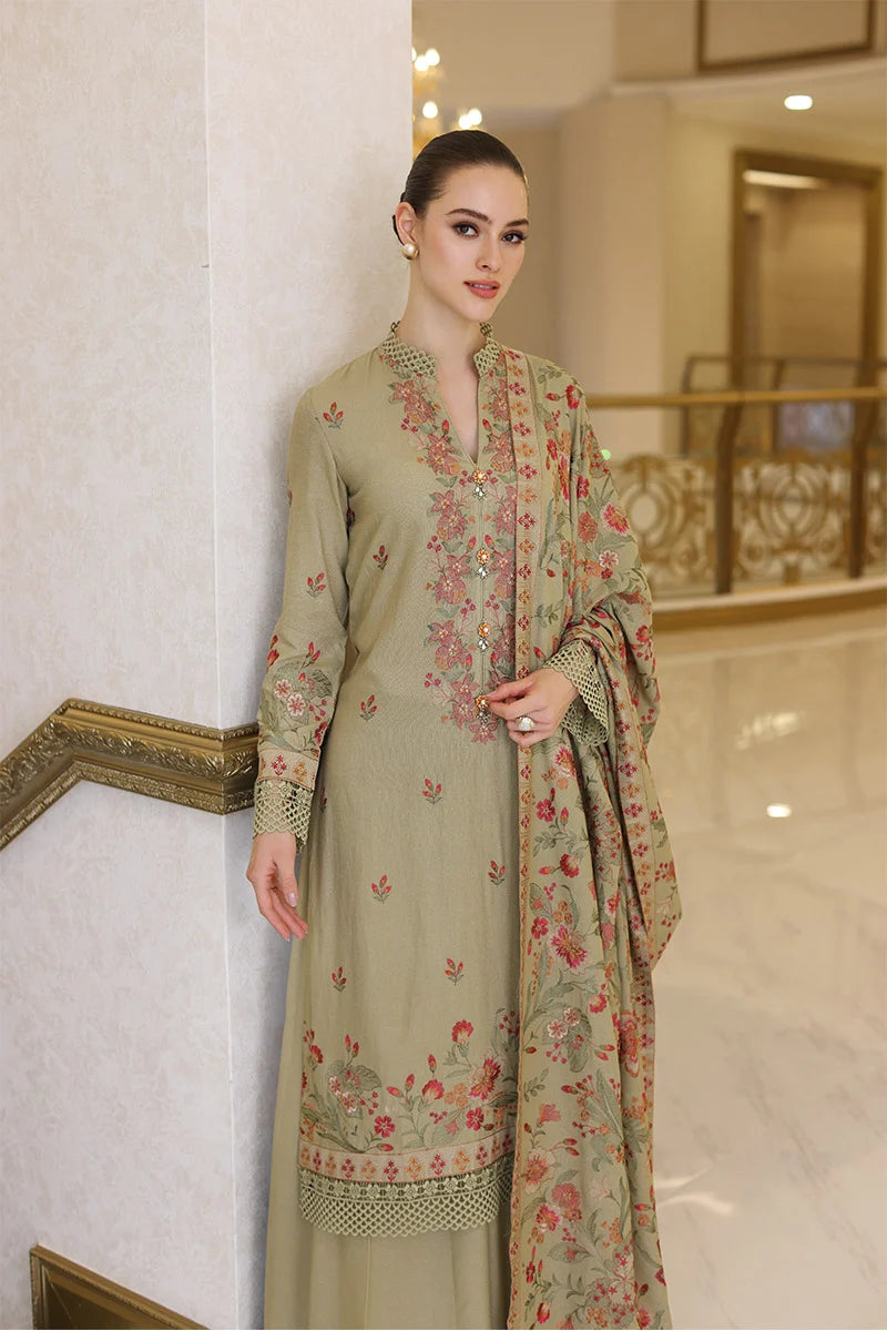 3PC EMBROIDERED DHANAK DRESS   WA-30 RP