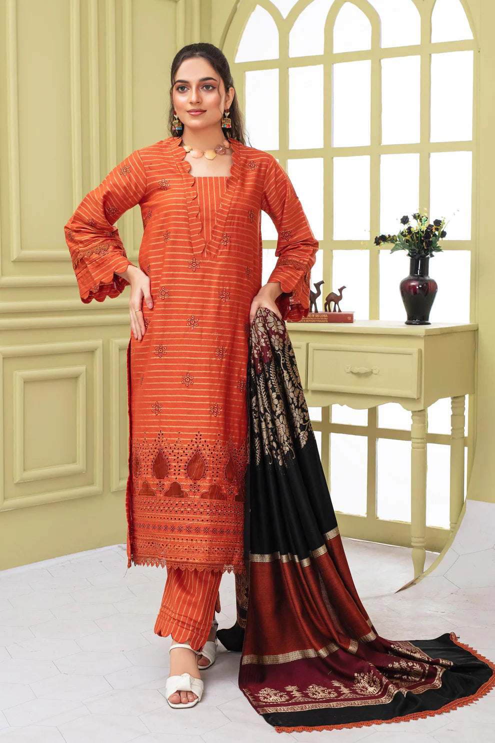 3PC EMBROIDERED KHADDAR DRESS  WA-79 RP