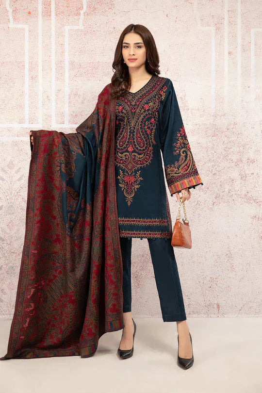 3PC EMBROIDERED DHANAK DRESS  WA-56 RP