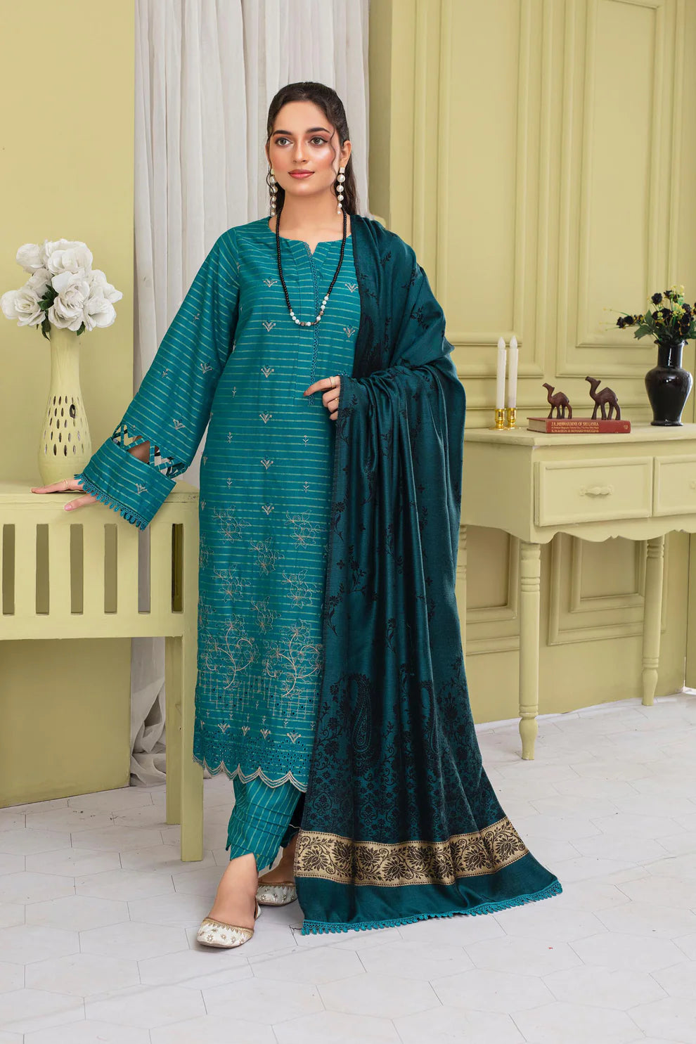 3PC EMBROIDERED KHADDAR DRESS  WA-81 RP