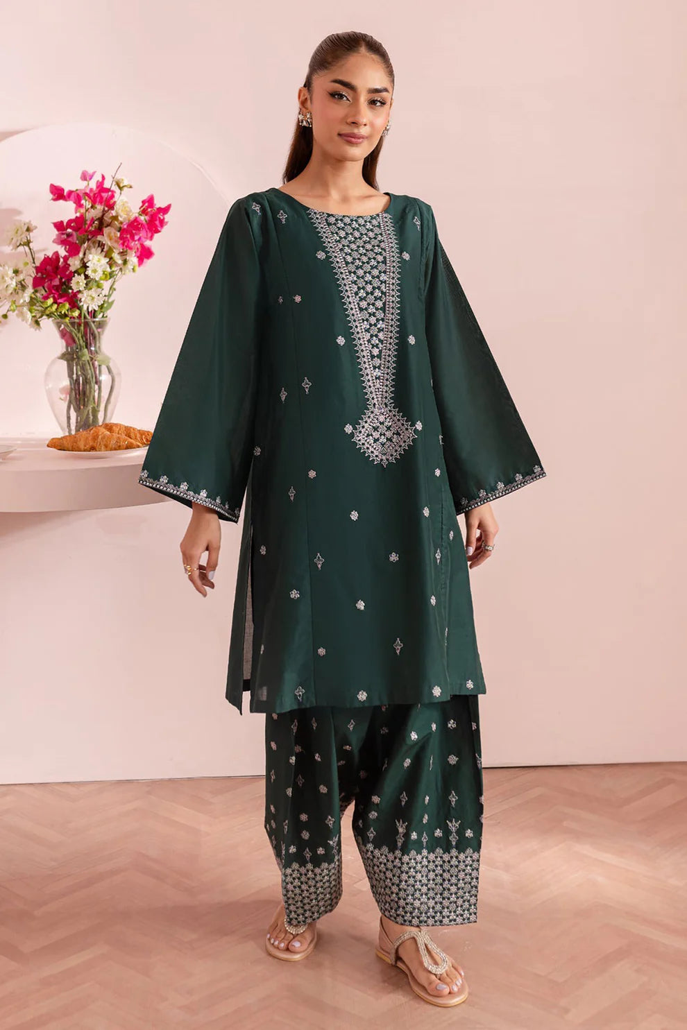 2PC EMBROIDERED DHANAK DRESS  WA-20 RP