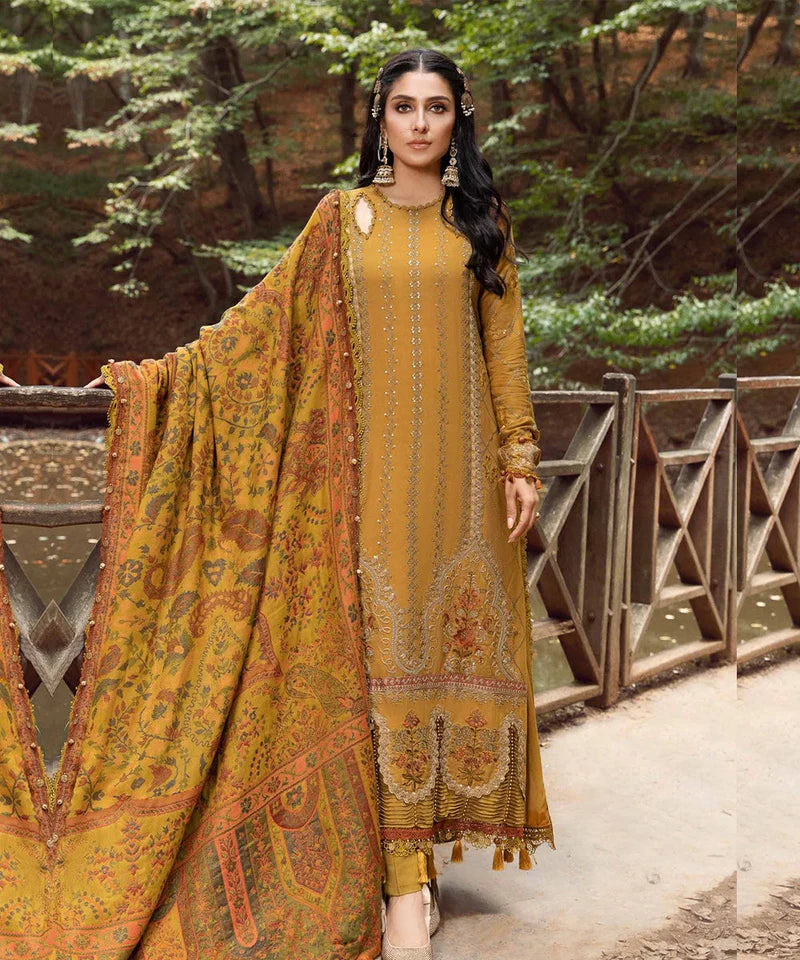 3PC EMBROIDERED DHANAK DRESS   WA-33 RP