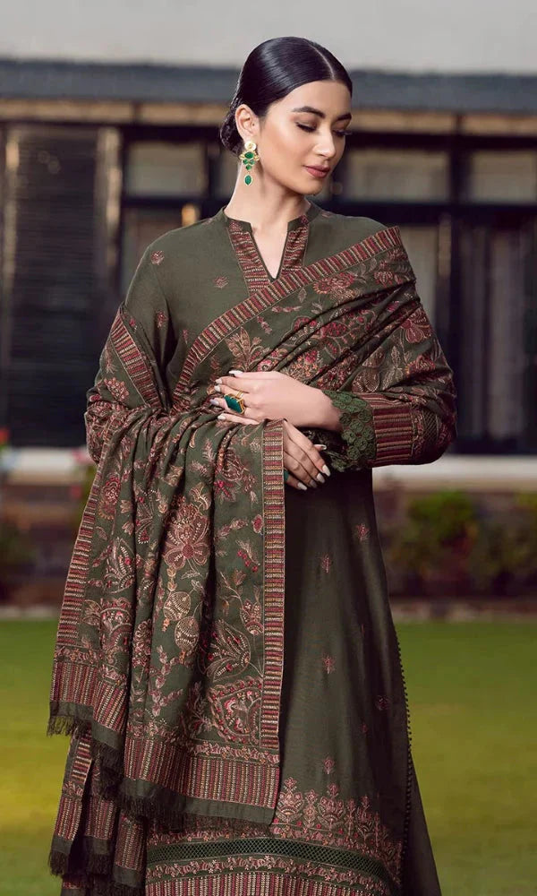 3PC EMBROIDERED DHANAK DRESS   WA-35 RP