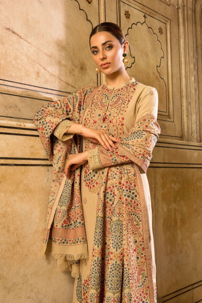 3PC EMBROIDERED DHANAK DRESS   WA-40 RP