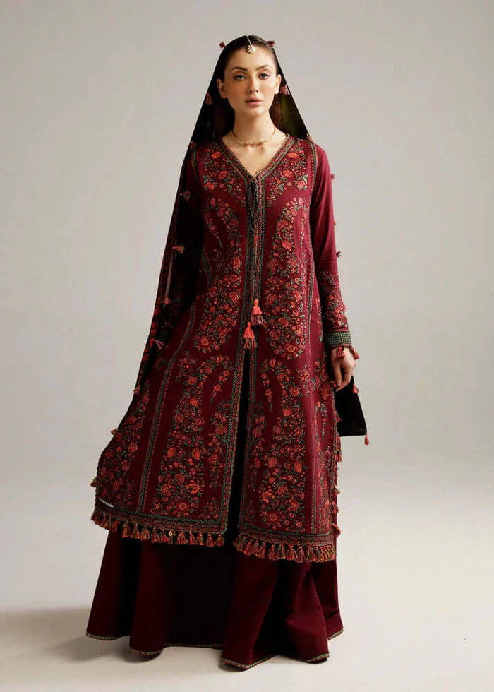 3PC EMBROIDERED DHANAK DRESS  WA-49 RP