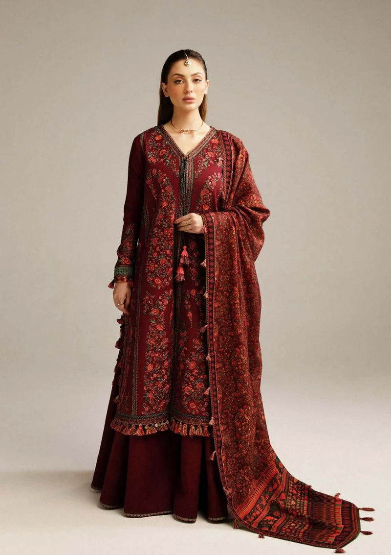 3PC EMBROIDERED DHANAK DRESS  WA-49 RP