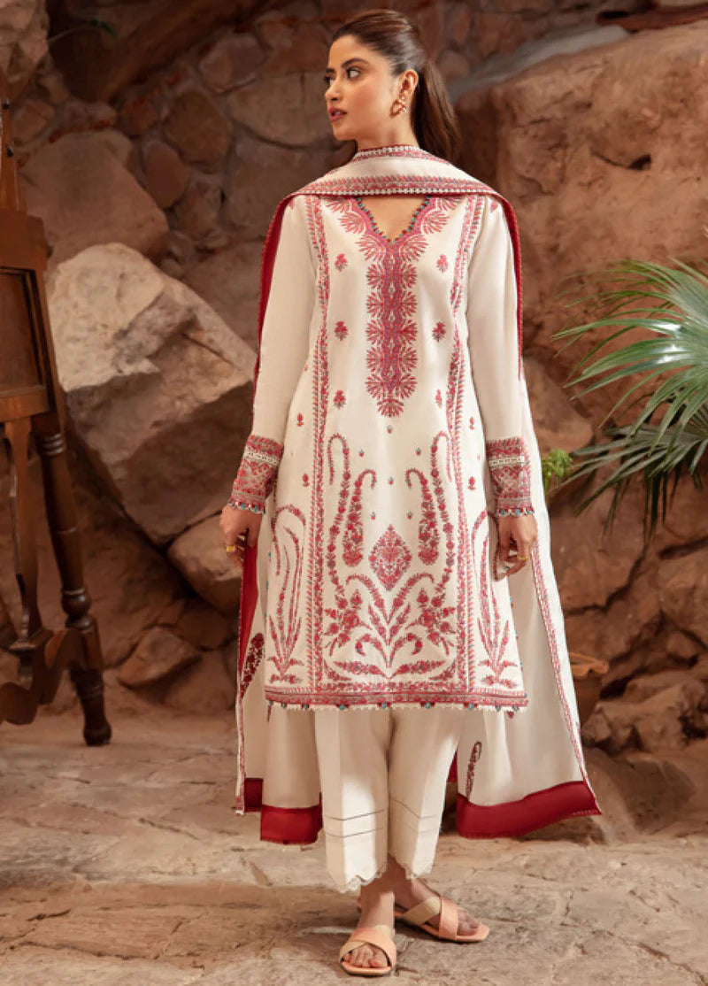 3PC EMBROIDERED DHANAK DRESS   WA-34 RP